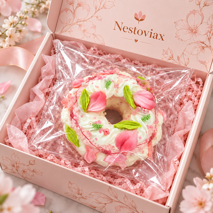 Nestoviax® Floral Donut Stress Relief Squishy – Soft Pastel Squeeze Toy
