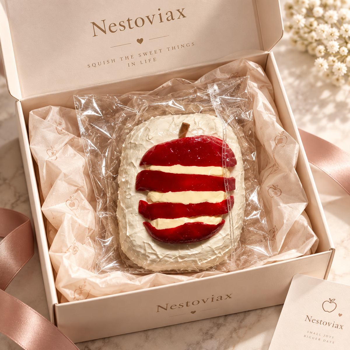 Nestoviax® Apple Cake Stress Relief Squishy – Soft Dessert Squeeze Toy