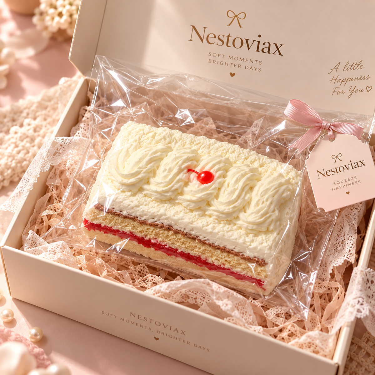 Nestoviax® Strawberry Cream Cake Squishy – Soft Dessert Stress Relief Toy