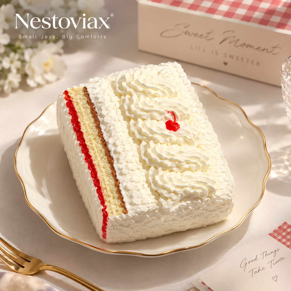 Nestoviax® Strawberry Cream Cake Squishy – Soft Dessert Stress Relief Toy