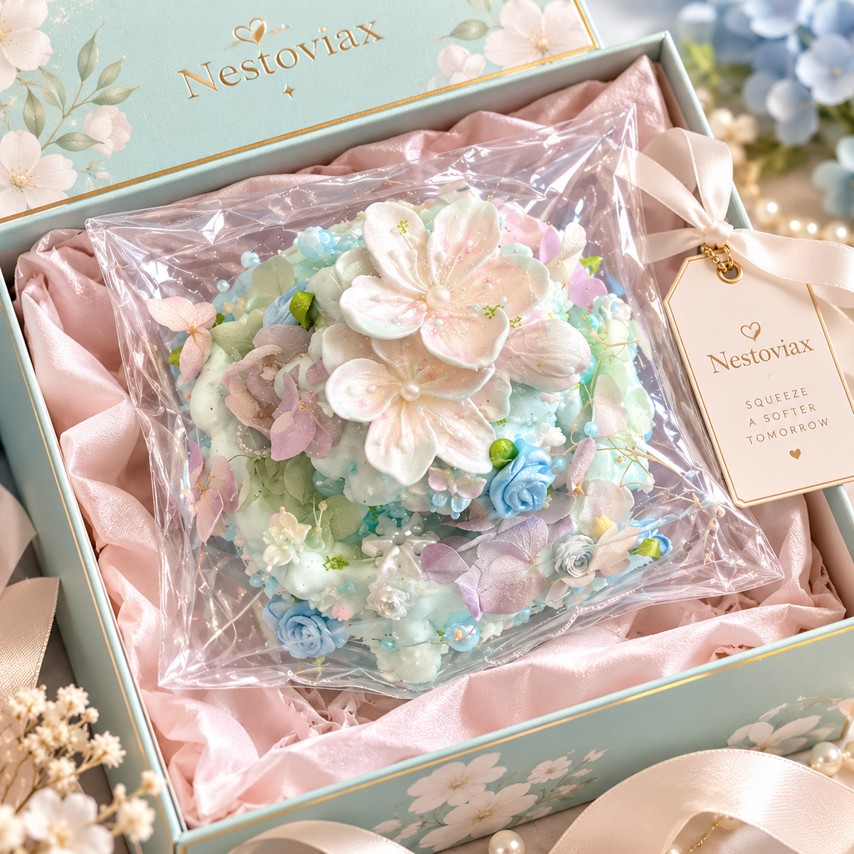 Nestoviax® Floral Bouquet Squishy – Soft Pastel Stress Relief Squeeze Toy