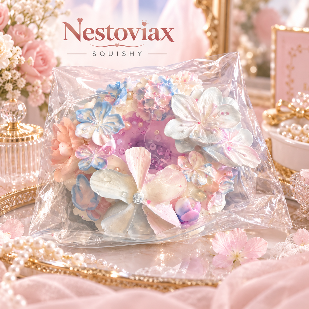 Nestoviax® Floral Wreath Squishy – Soft Pastel Stress Relief Squeeze Toy