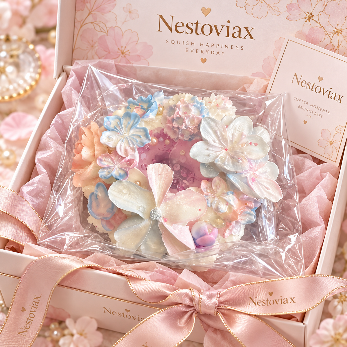 Nestoviax® Floral Wreath Squishy – Soft Pastel Stress Relief Squeeze Toy