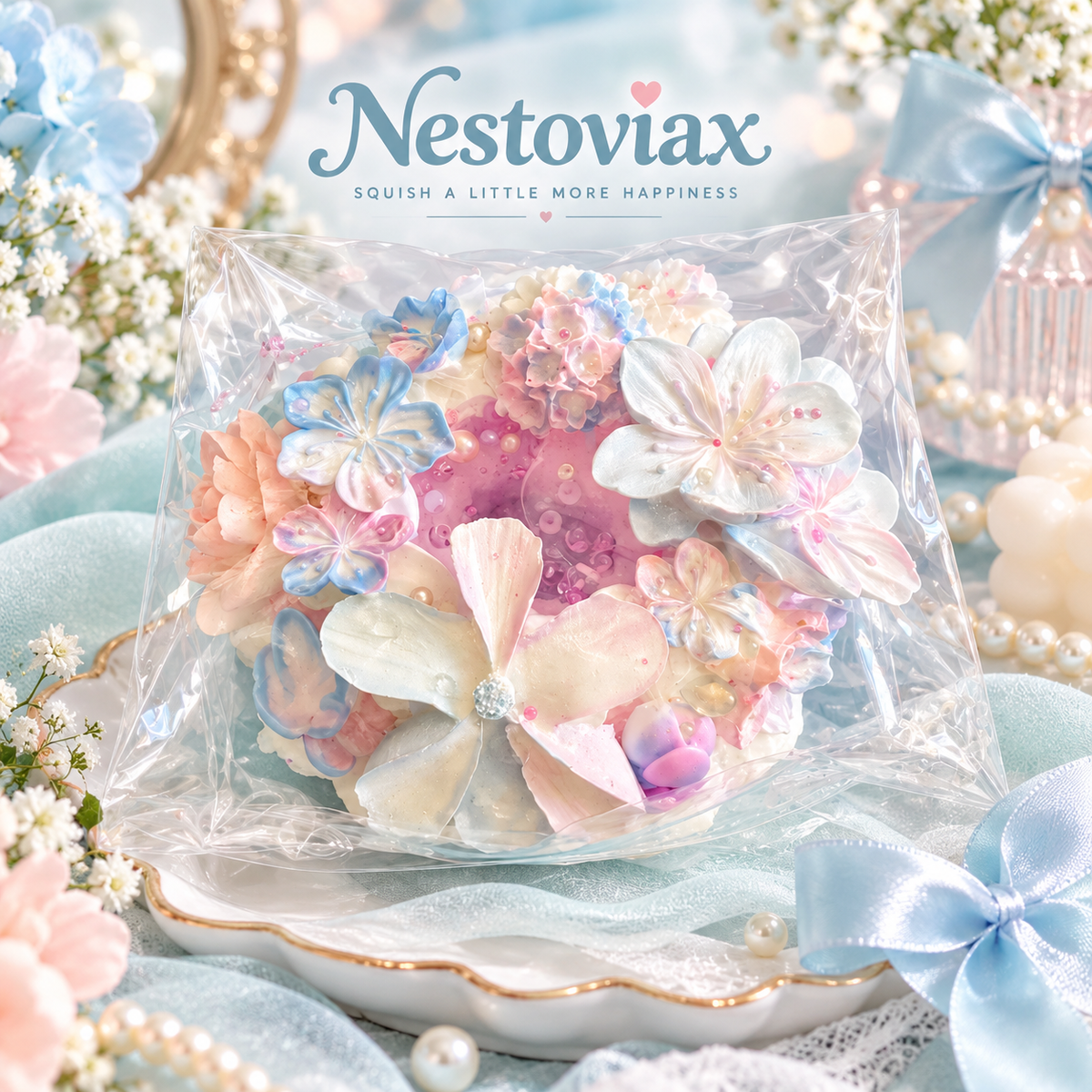 Nestoviax® Floral Wreath Squishy – Soft Pastel Stress Relief Squeeze Toy