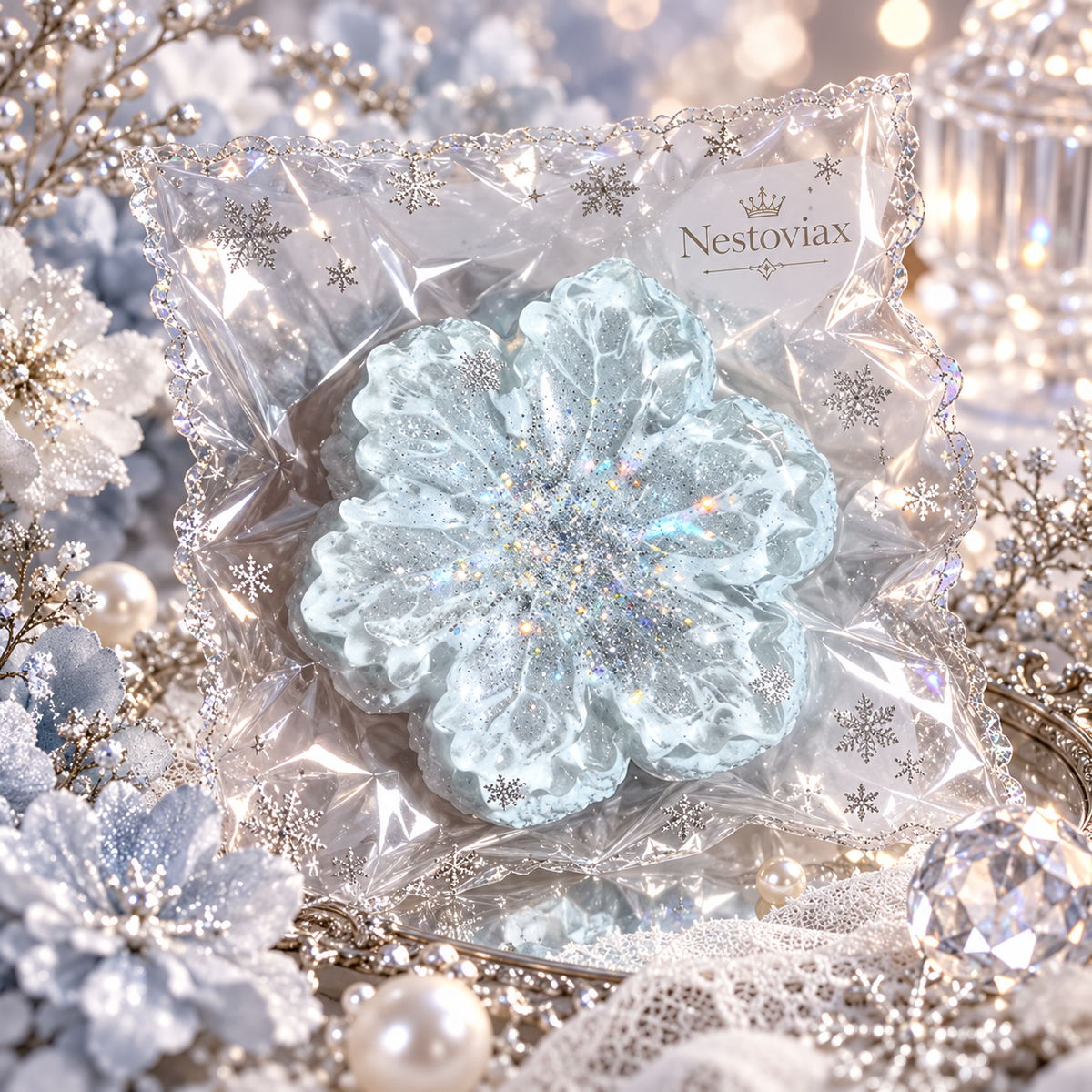 Nestoviax® Snowflake Flower Squishy – Glittery Soft Stress Relief Squeeze Toy