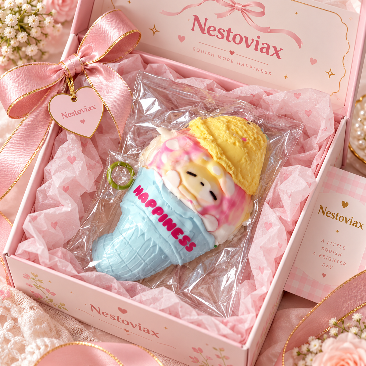 Nestoviax® Ice Cream Character Squishy – Cute Soft Stress Relief Squeeze Toy