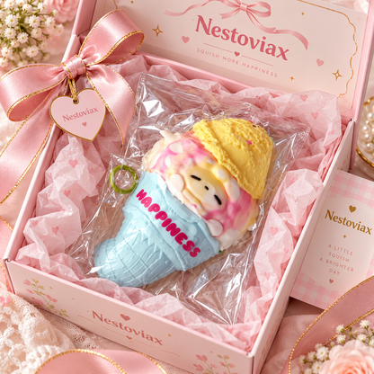 Nestoviax® Ice Cream Character Squishy – Cute Soft Stress Relief Squeeze Toy